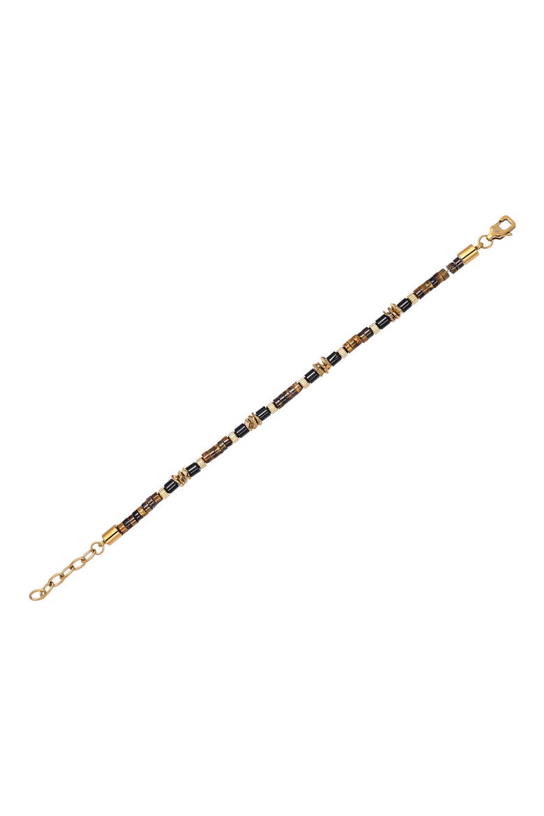 Men's Theodore Agate Beaded Bracelet, Alternate, color, GOLD