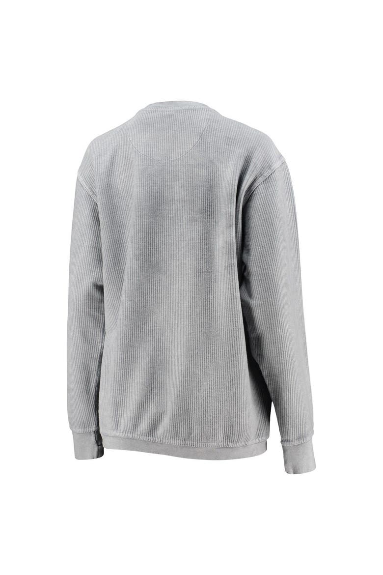 Women's Pressbox Silver Northeastern Huskies Comfy Cord Vintage Wash Basic Arch Pullover Sweatshirt, Alternate, color, Silver