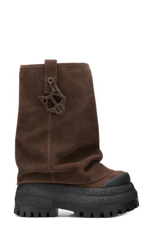 Naked Wolfe Disturb Platform Hooded Boot In Chocolate-suede