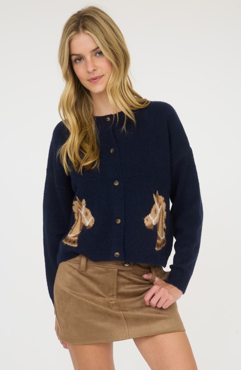 Blu Pepper Horse Cardigan, Alternate, color, Navy