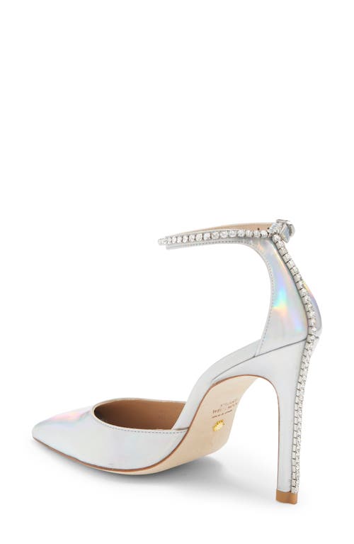 Stuart Weitzman Womens Metallic Embellished Ankle Strap In Silver/clear