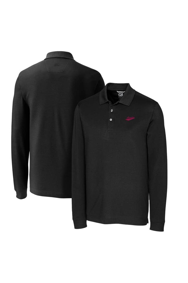 Men's Cutter & Buck Black New Mexico State Aggies Vault Advantage Tri-Blend Pique Big & Tall Long Sleeve Polo, Alternate, color, Black