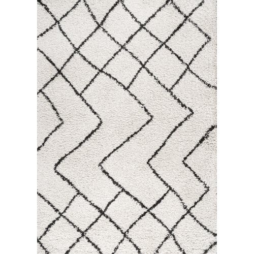 Jonathan Y Alcudia Geometric Shag Area Rug In Beige/dark Gray