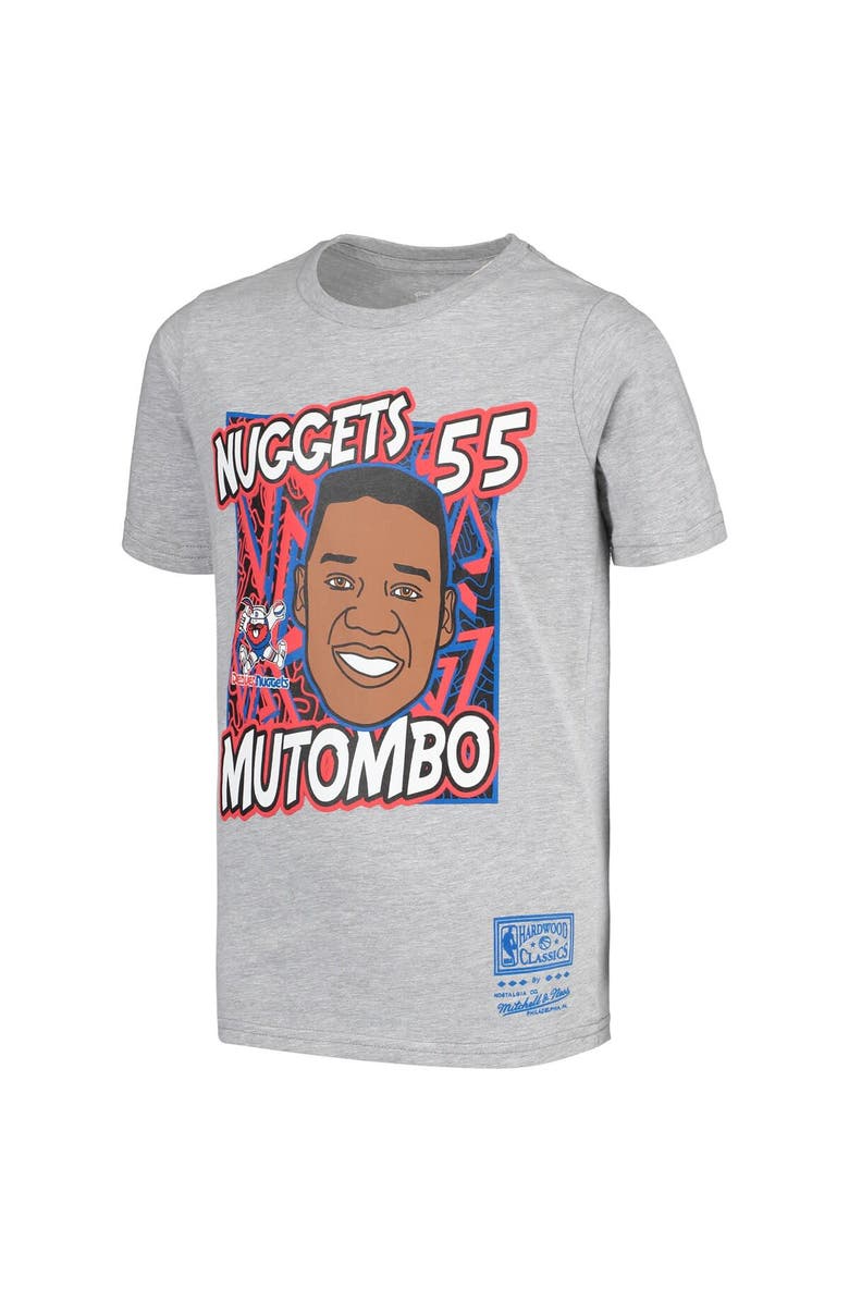 Mitchell & Ness Youth Mitchell & Ness Dikembe Mutombo Gray Denver Nuggets Hardwood Classics King of the Court Player T-Shirt, Alternate, color, Gray