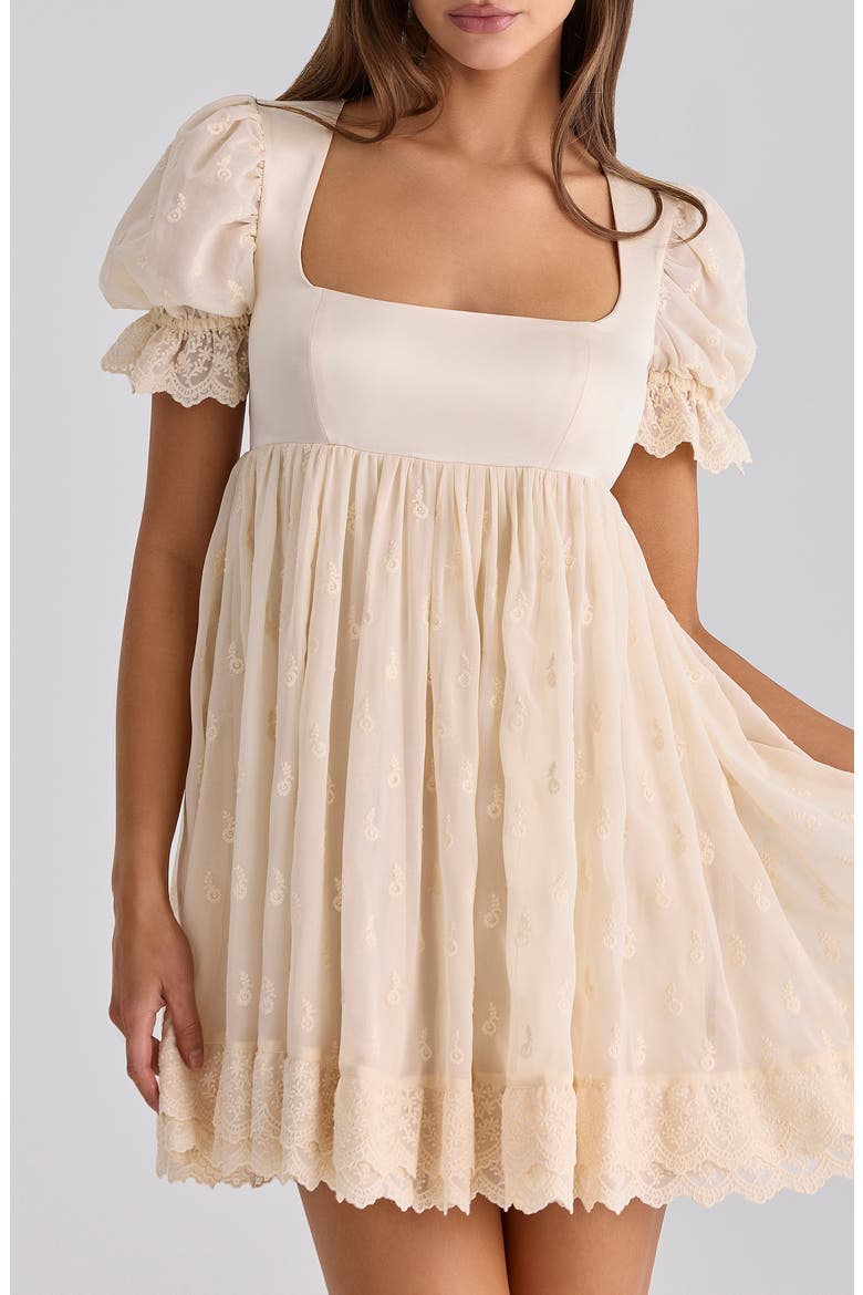 Bambi Broderie Anglaise Lace Regency Babydoll Minidress, Alternate, color, IVORY