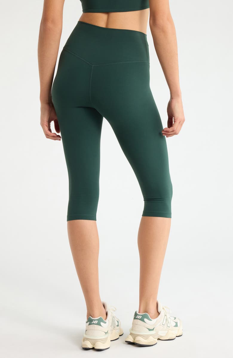 Zella Studio Luxe High Waist Capri Leggings, Alternate, color, Green Timber