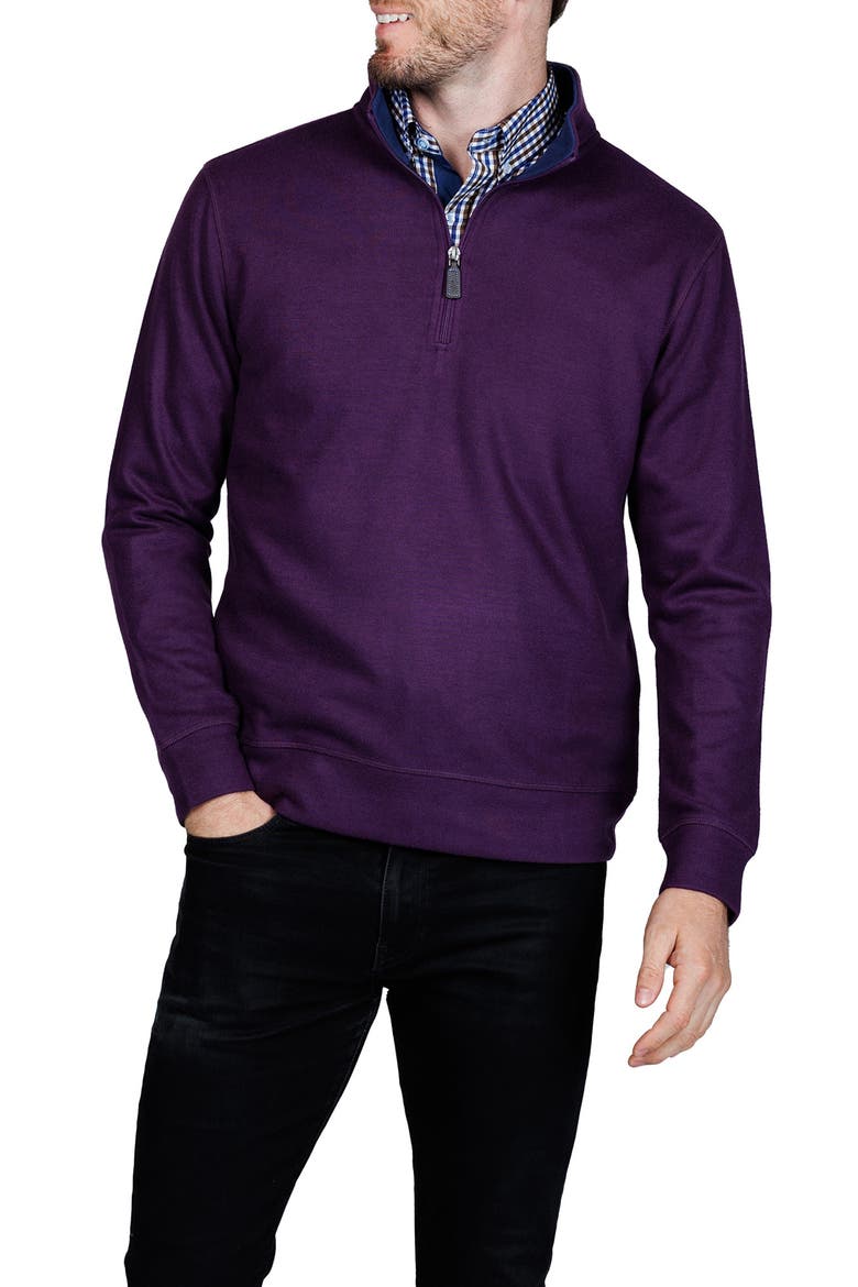 French Rib Quarter Zip Sweater, Main, color, PLUM