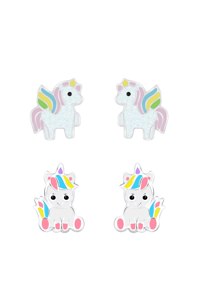 Kids' Sterling Silver Unicorn Charm Stud Earrings in Signature Gift Box, Alternate, color, Pink