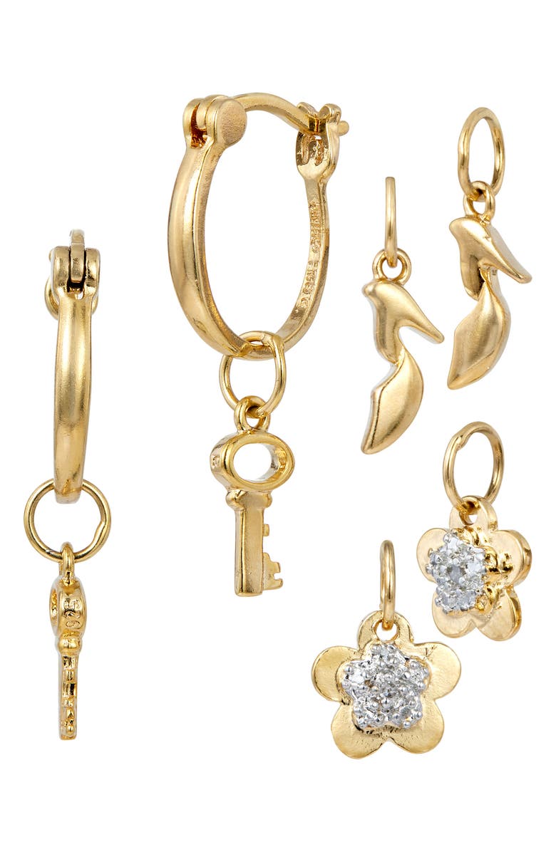 SAVVY CIE JEWELS Set of 3 Drop & Hoop Earrings, Main, color, Yellow