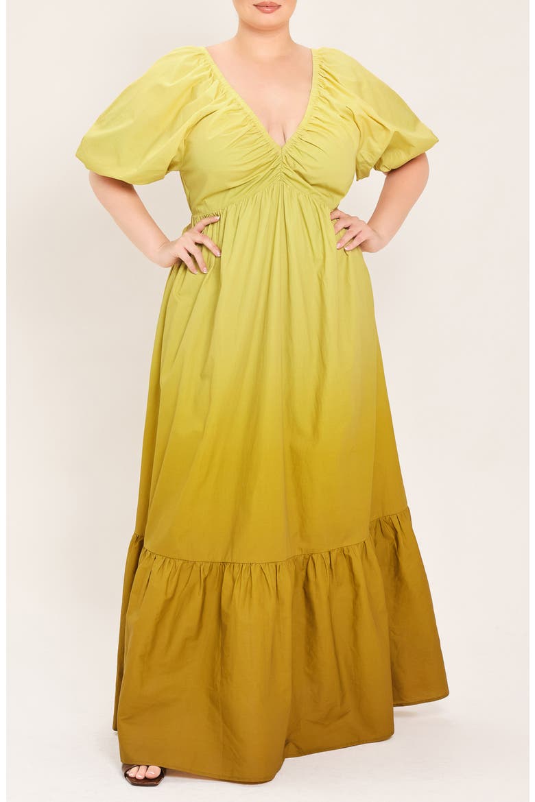 Ombré Cotton Maxi Dress, Alternate, color, OMBRE/ YELLOW