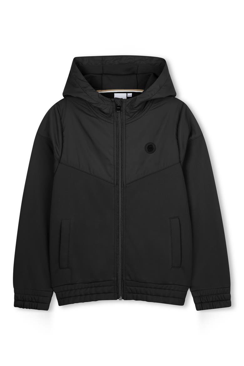 Kids' Mixed Media Jacket, Alternate, color, BLACK