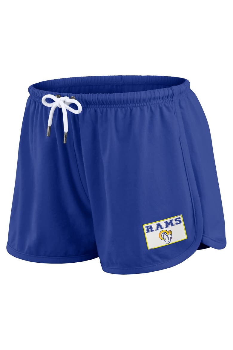 Women's WEAR by Erin Andrews Royal Los Angeles Rams Heavy Rugby Jersey Long Sleeve T-Shirt & Shorts Lounge Set, Alternate, color, Royal