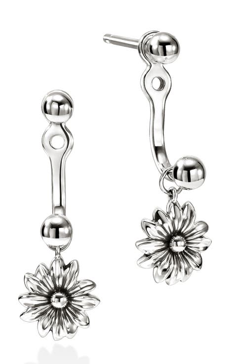 B&F x JH Wildflower Drop Earrings, Sterling Silver