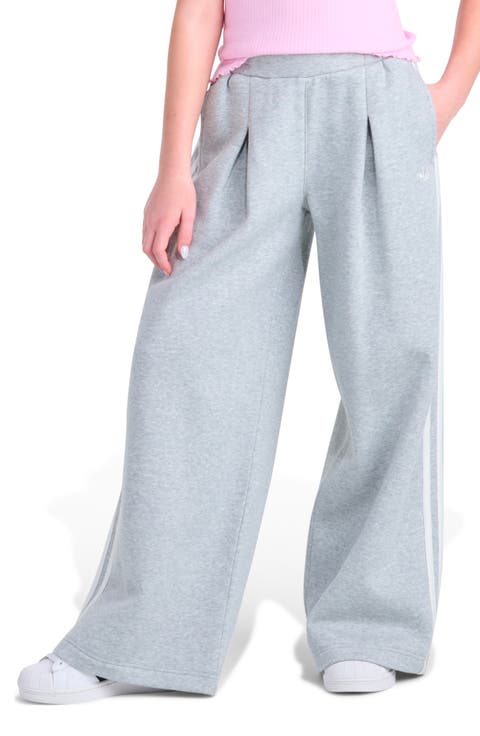Kids' Pleated Fleece Heather Wide Leg Pants