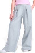 adidas Kids' Pleated Fleece Heather Wide Leg Pants