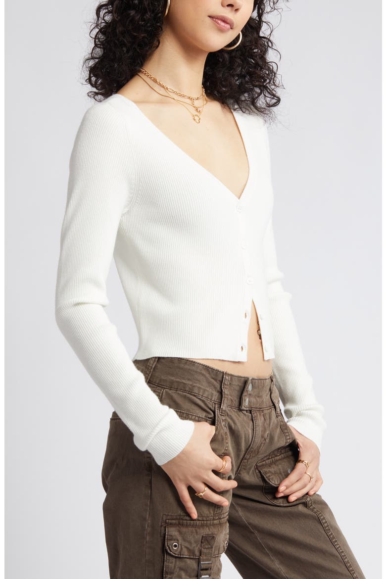 Rib Crop Cardigan, Alternate, color, IVORY