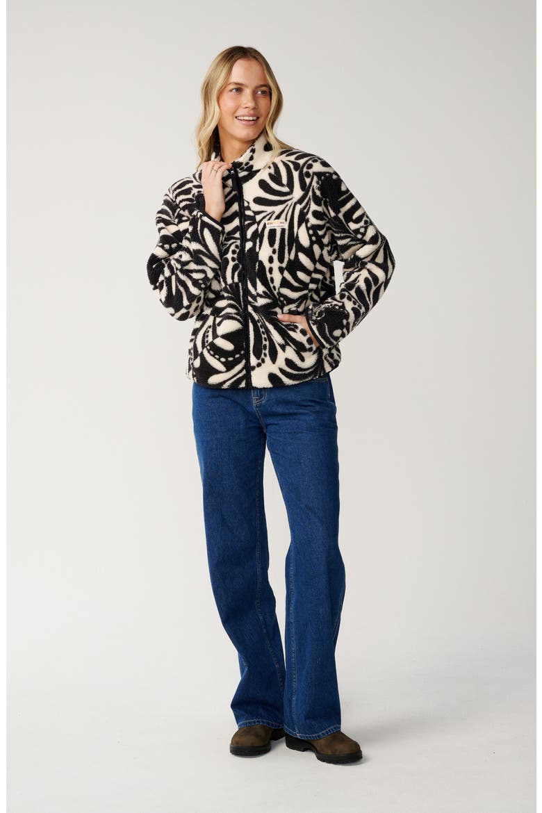 Party Wave Polar Fleece Jacket, Alternate, color, BLACK/ WHITE