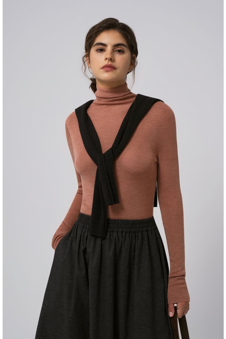 Ossa Knitted Hemp Turtleneck, Main, color, mocha mousse