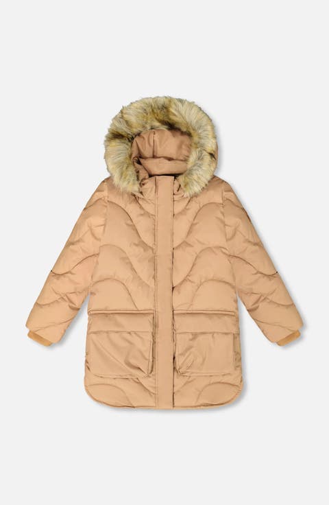 Long Wavy Quilt Puffy Winter Coat (Toddler & Little Kid)