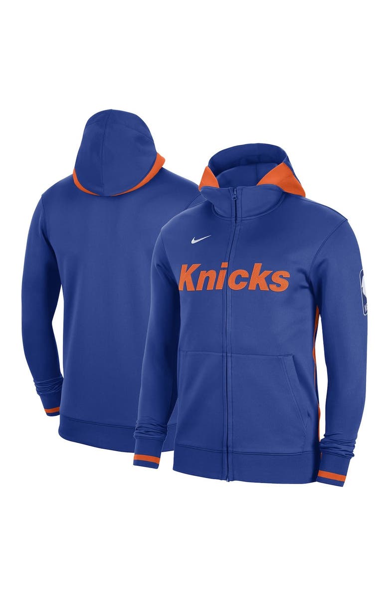 Nike Men's Nike Blue New York Knicks Authentic Showtime Performance Full-Zip Hoodie, Alternate, color, 