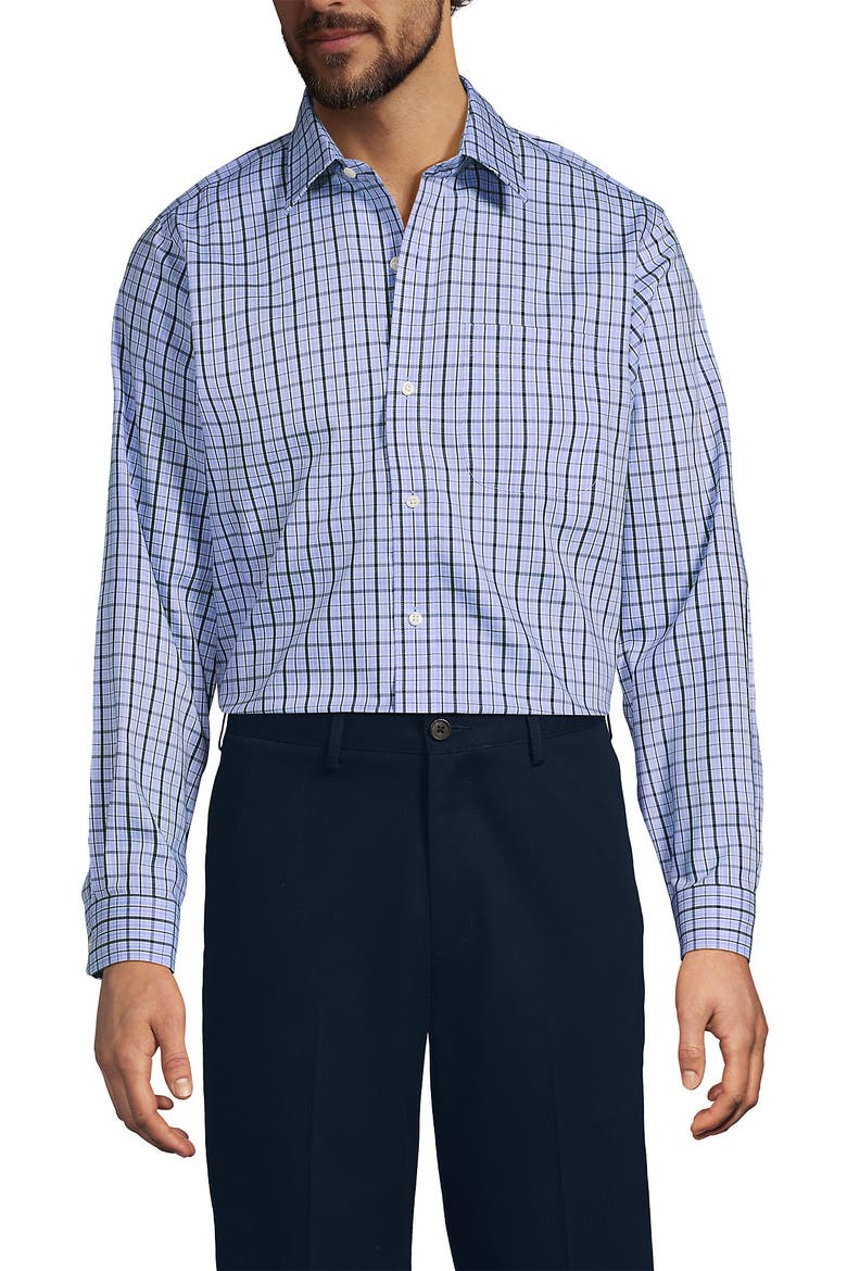 No Iron Supima Cotton Pinpoint Straight Collar Dress Shirt, Alternate, color, Deep Sea Navy Breeze Plaid