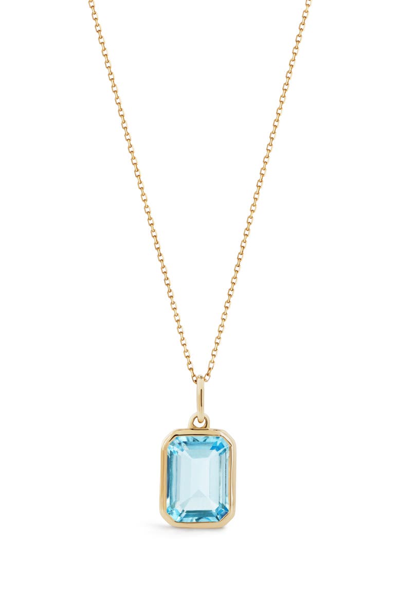 Solid Yellow Gold Spritz Necklace, Main, color, Blue Topaz