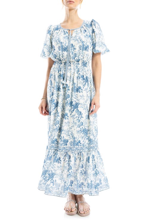 Bubble Sleeve Tiered Maxi Dress