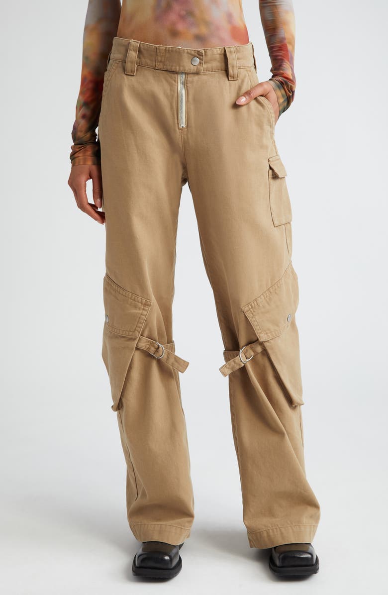 Acne Studios Potinal Cotton Canvas Cargo Pants, Main, color, Cold Beige