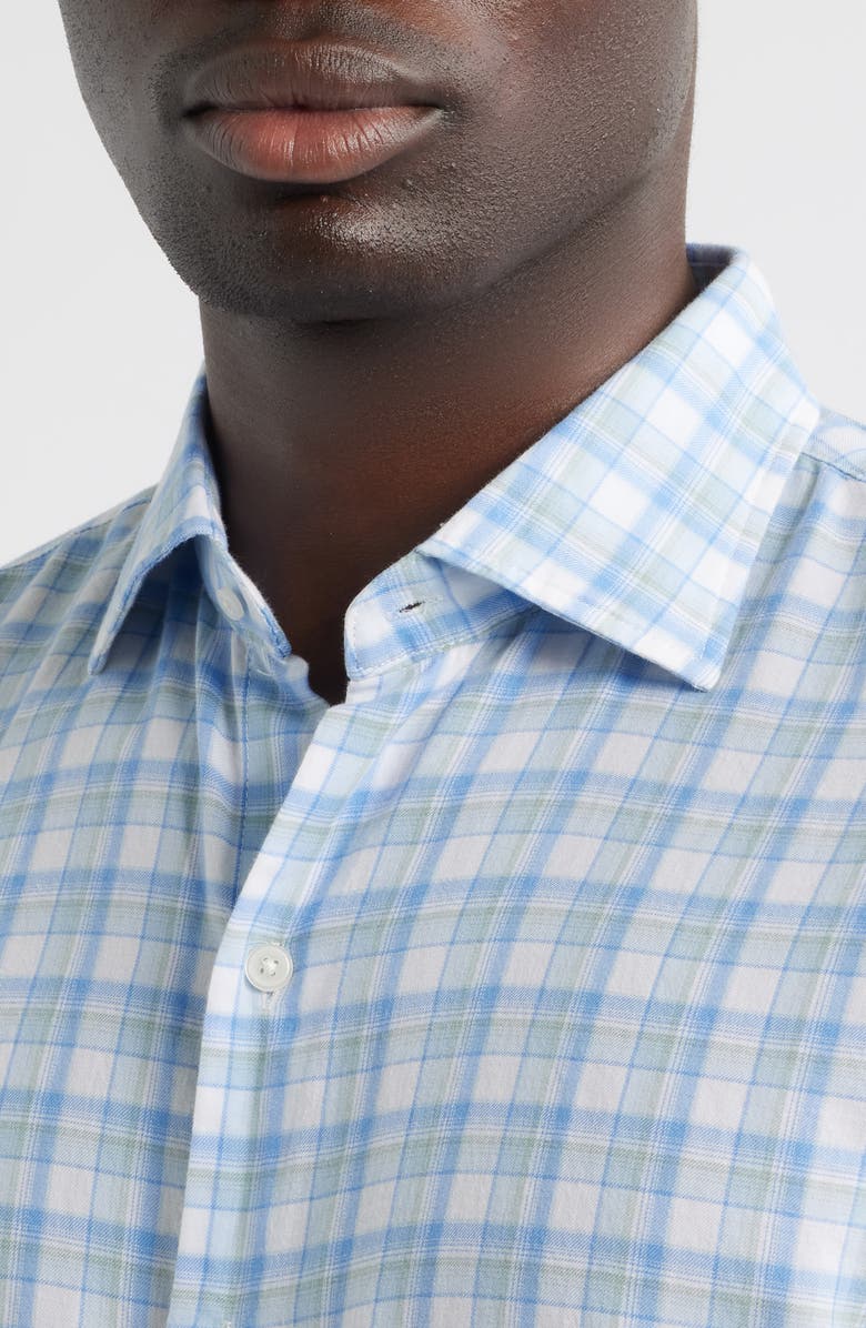 Peter Millar Waterrock Plaid Cotton & Lyocell Button-Up Shirt, Alternate, color, Stream Blue