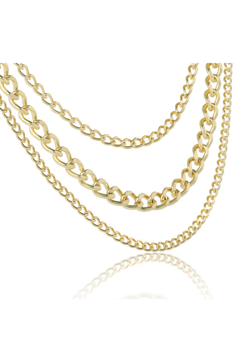 Jessica Simpson Gold-Tone Layered Chain Necklace Set, Alternate, color, Gold