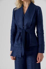 Le Fafo Linen Waist Tie Shirt