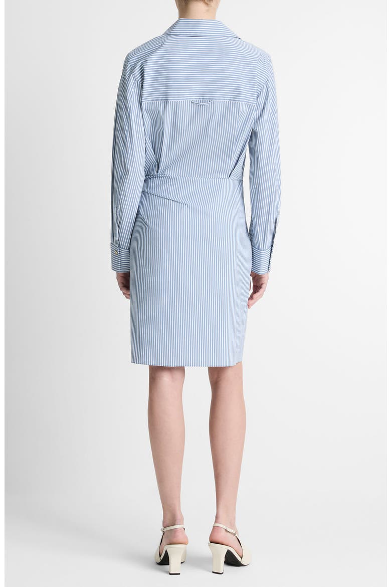 Furrow Stripe Long Sleeve Wrap Shirtdress, Alternate, color, BLUE/ OFF WHITE