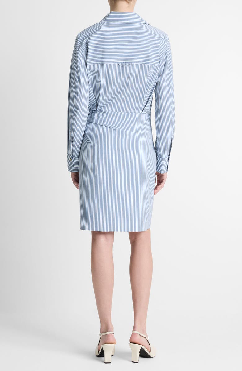 Vince Furrow Stripe Long Sleeve Wrap Shirtdress, Alternate, color, Blue/ Off White
