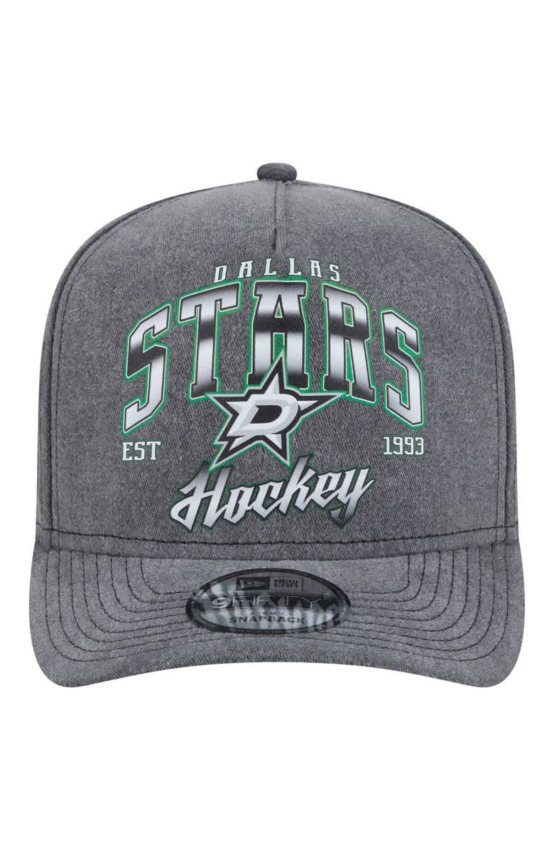 New Era Men's New Era  Charcoal Dallas Stars Throwback Washed A-Frame Pre-Curved 9FIFTY Snapback Hat, Alternate, color, 
