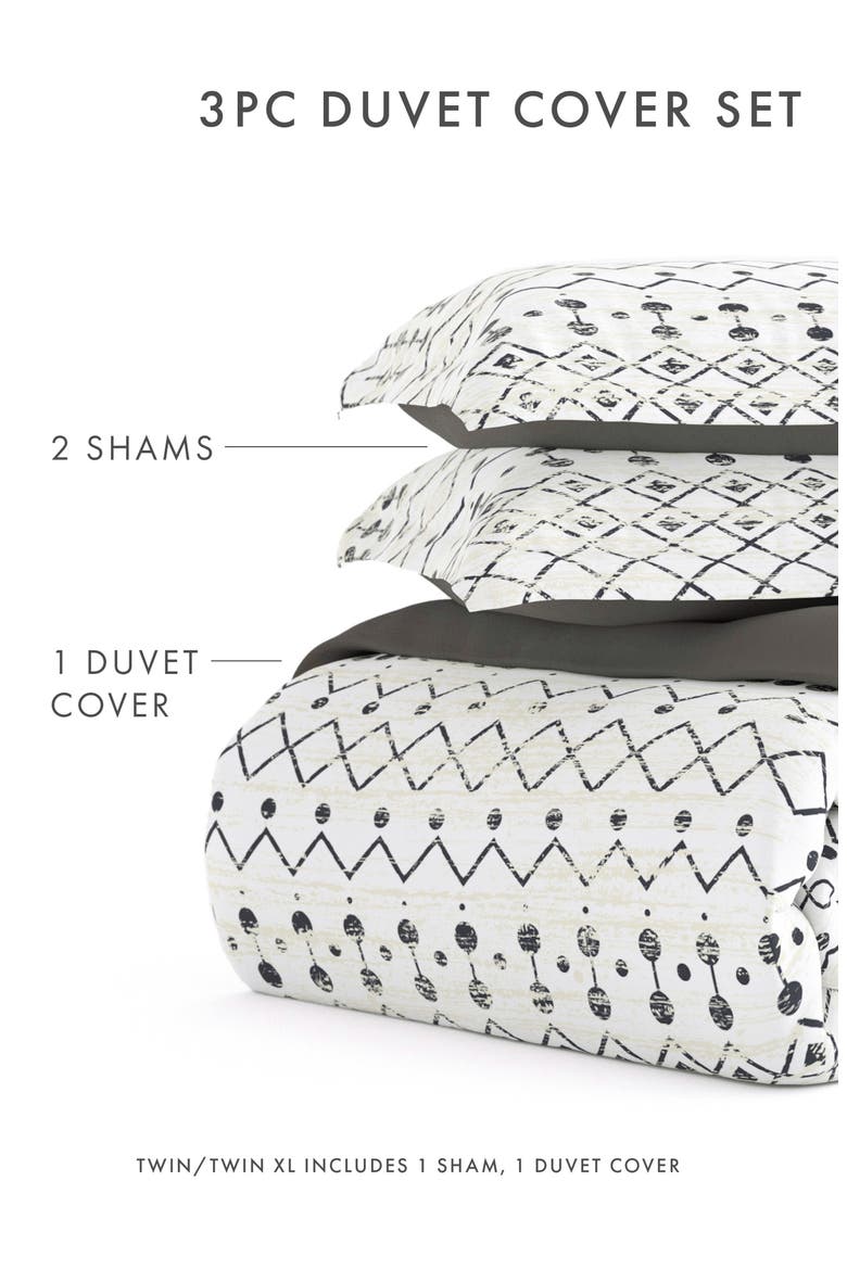IENJOY HOME Premium Ultra Soft Etched Gate 3-Piece Reversible Duvet Cover Set, Alternate, color, GRAY