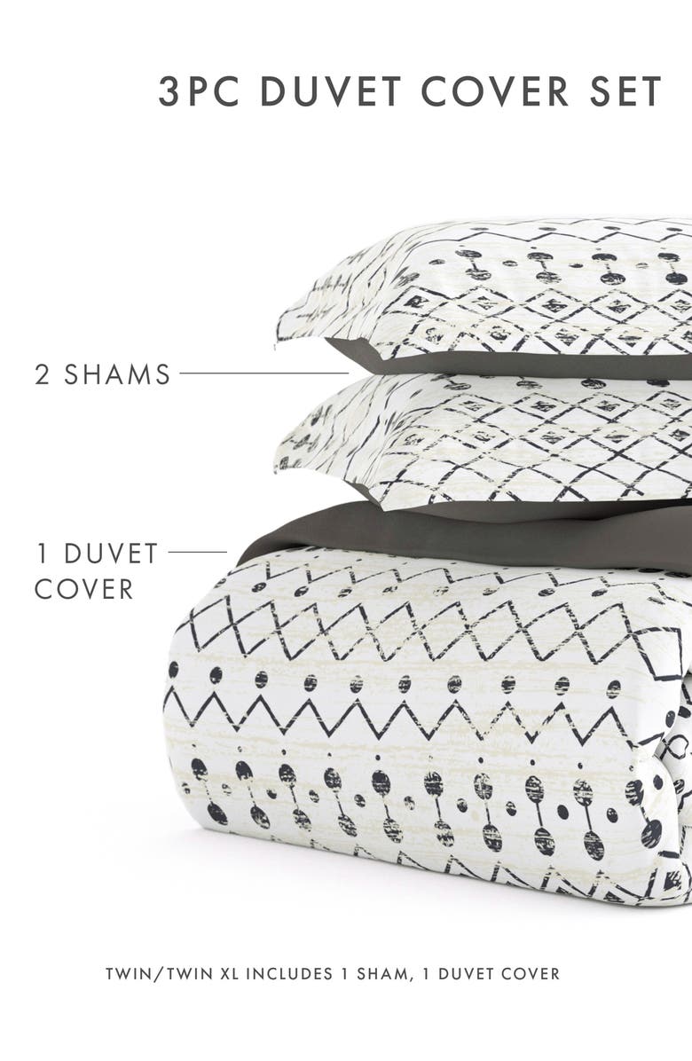 HOMESPUN IENJOY HOME Premium Ultra Soft Etched Gate 3-Piece Reversible Duvet Cover Set, Alternate, color,