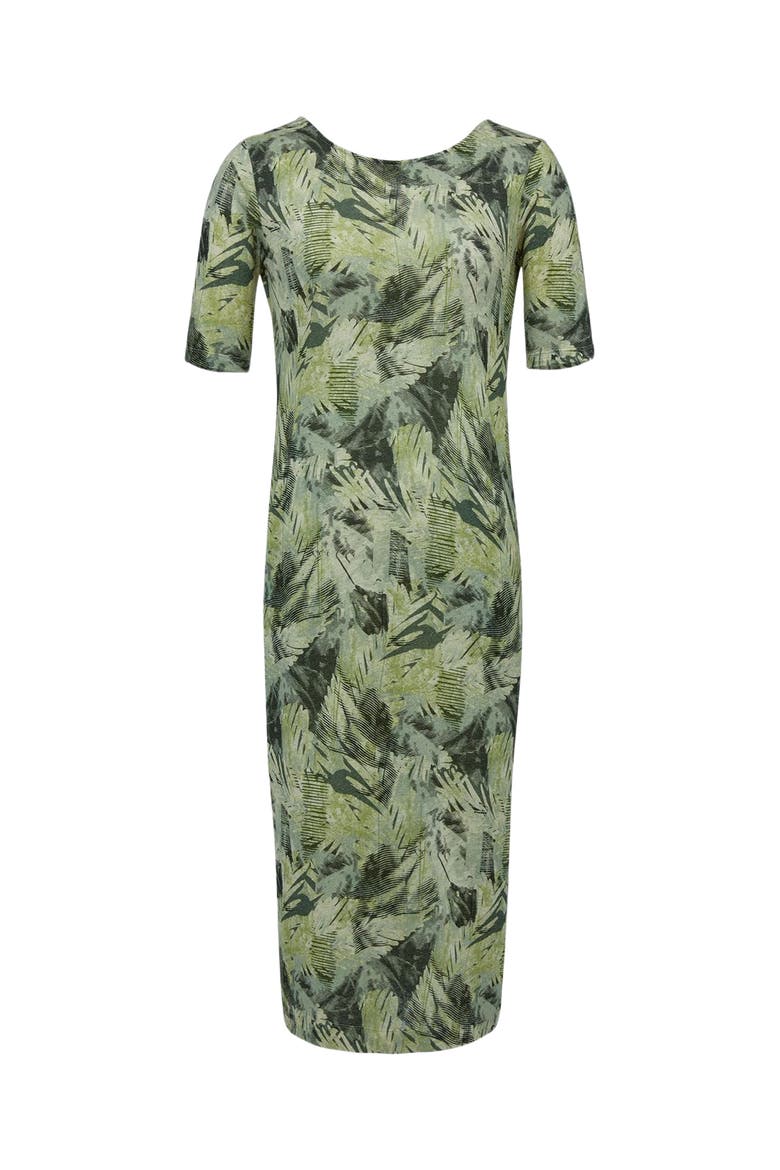 Linen Cotton Blend Button Back Dress, Alternate, color, LEAF PRINT
