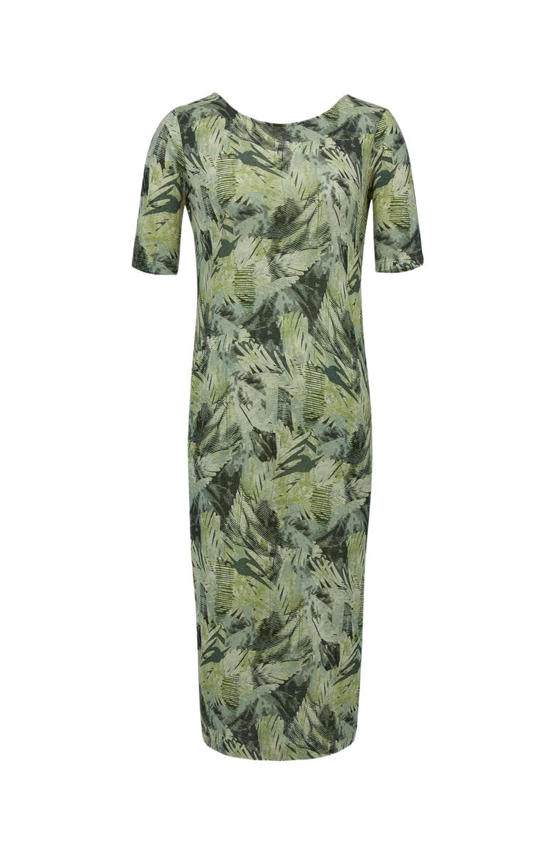 Celtic & Co. Linen Blend Button Back Midi Dress, Alternate, color, Leaf Print