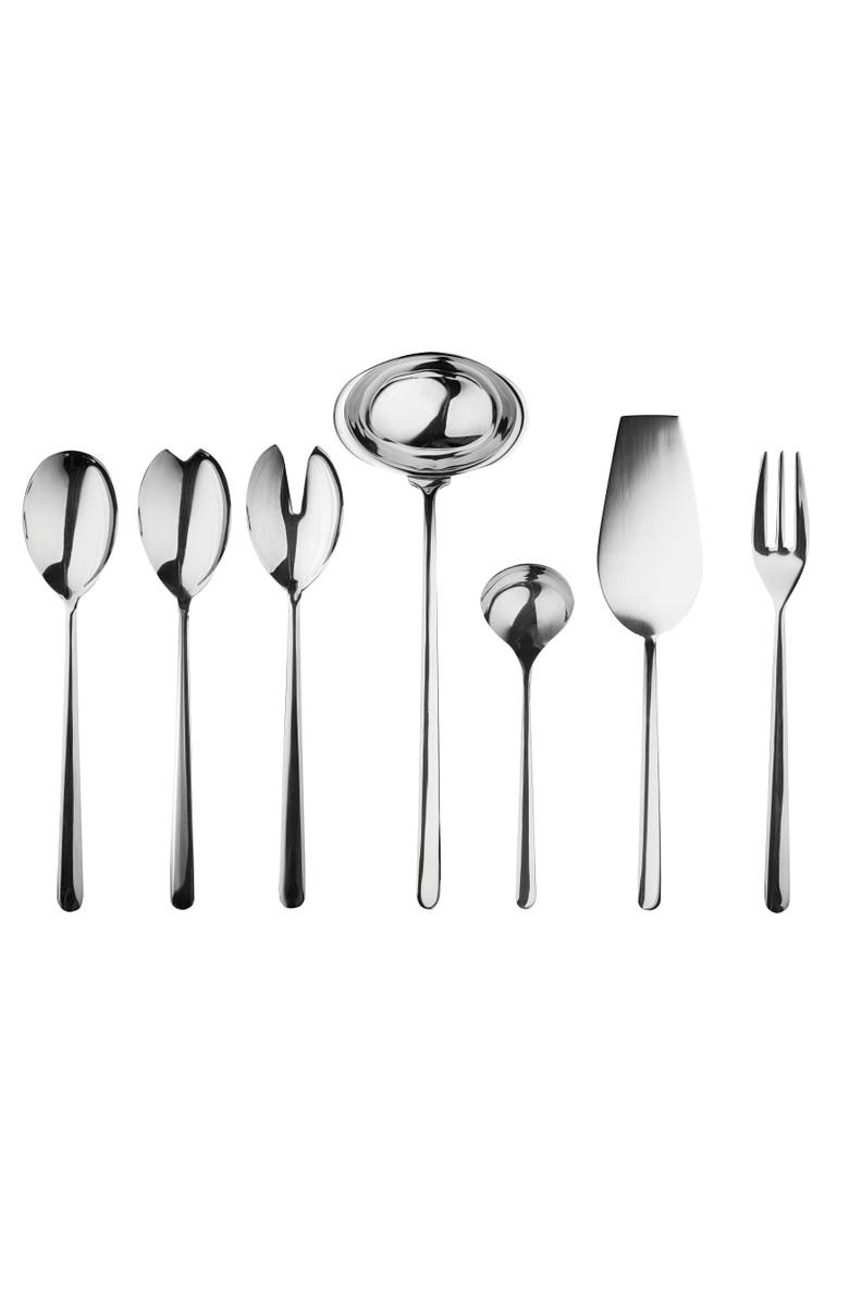 Mepra Linea Serving Set - 7 Pieces, Main, color, Silver