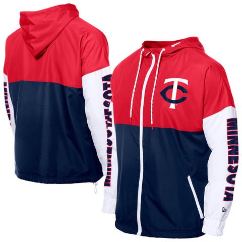 Men's New Era  Navy/Red Minnesota Twins Color Block Full-Zip Hoodie Windbreaker