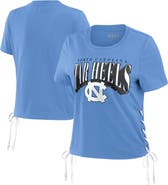 WEAR by Erin Andrews Women's WEAR by Erin Andrews Carolina Blue North Carolina Tar Heels Side Lace-Up Modest Crop T-Shirt