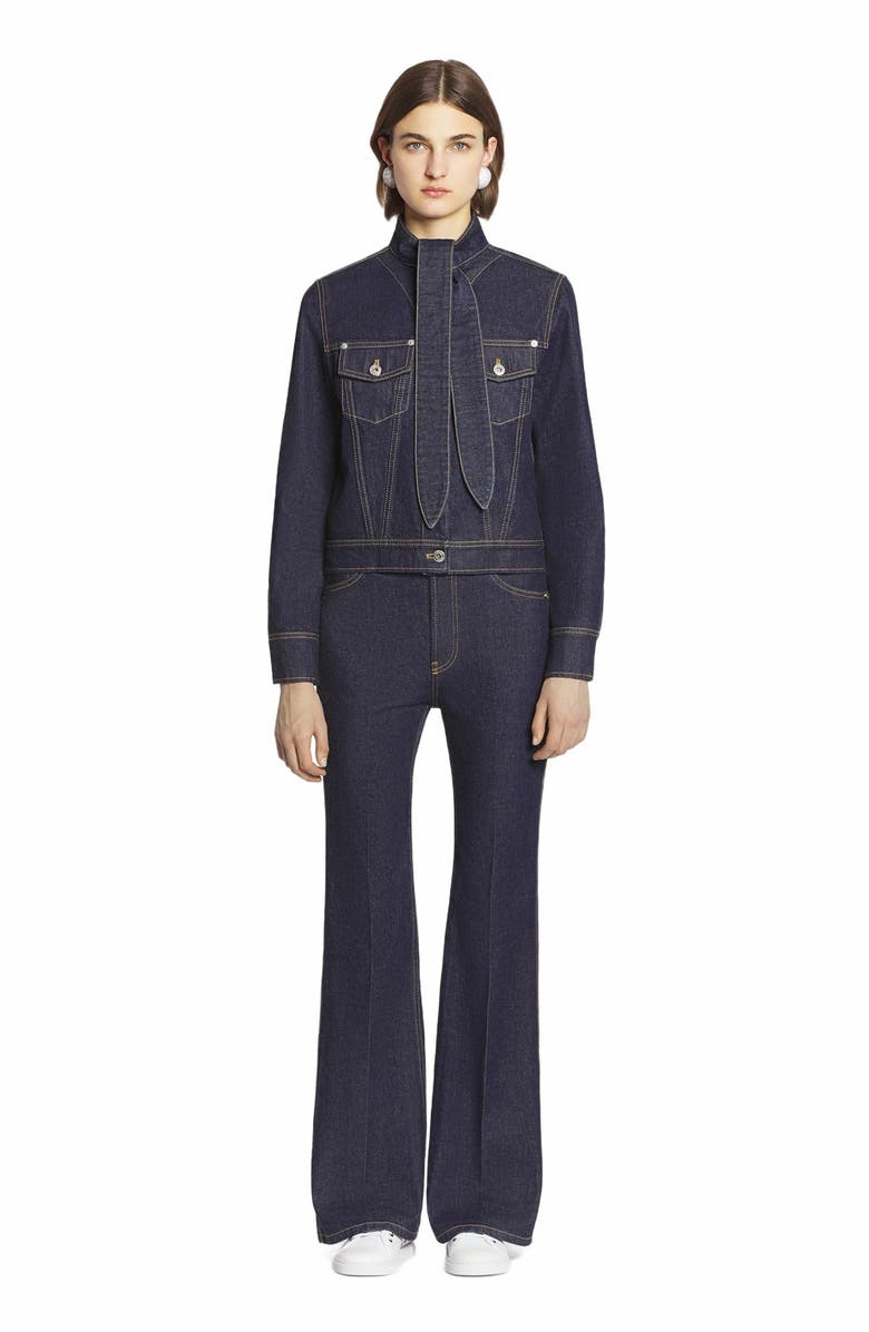 Lanvin ASCOT COLLAR JACKET IN DENIM, Main, color, 
