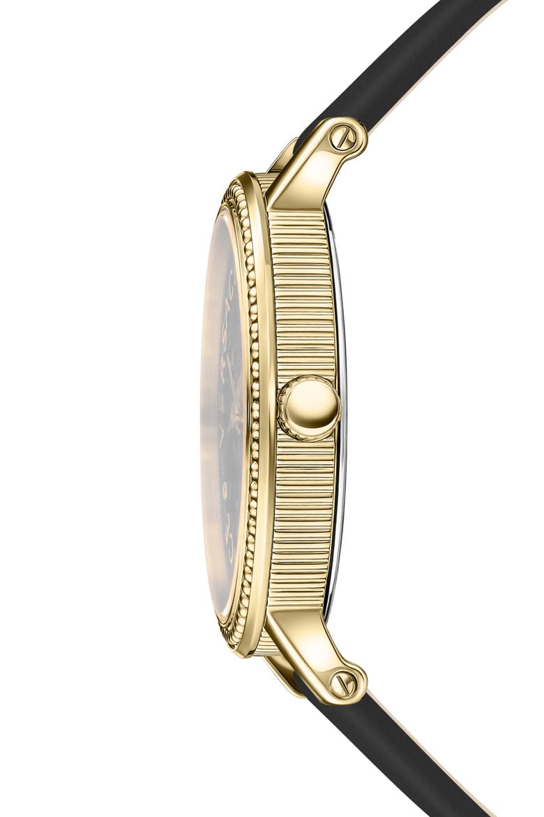 V-Dollar Leather Strap Watch, 37mm, Alternate, color, IP YELLOW GOLD