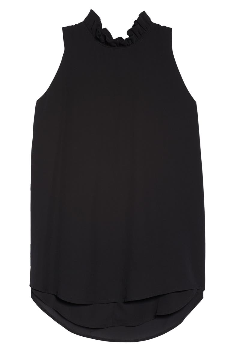 Gibson Cavallo Ruffle Neck Back Tie Tank, Alternate, color, BLACK