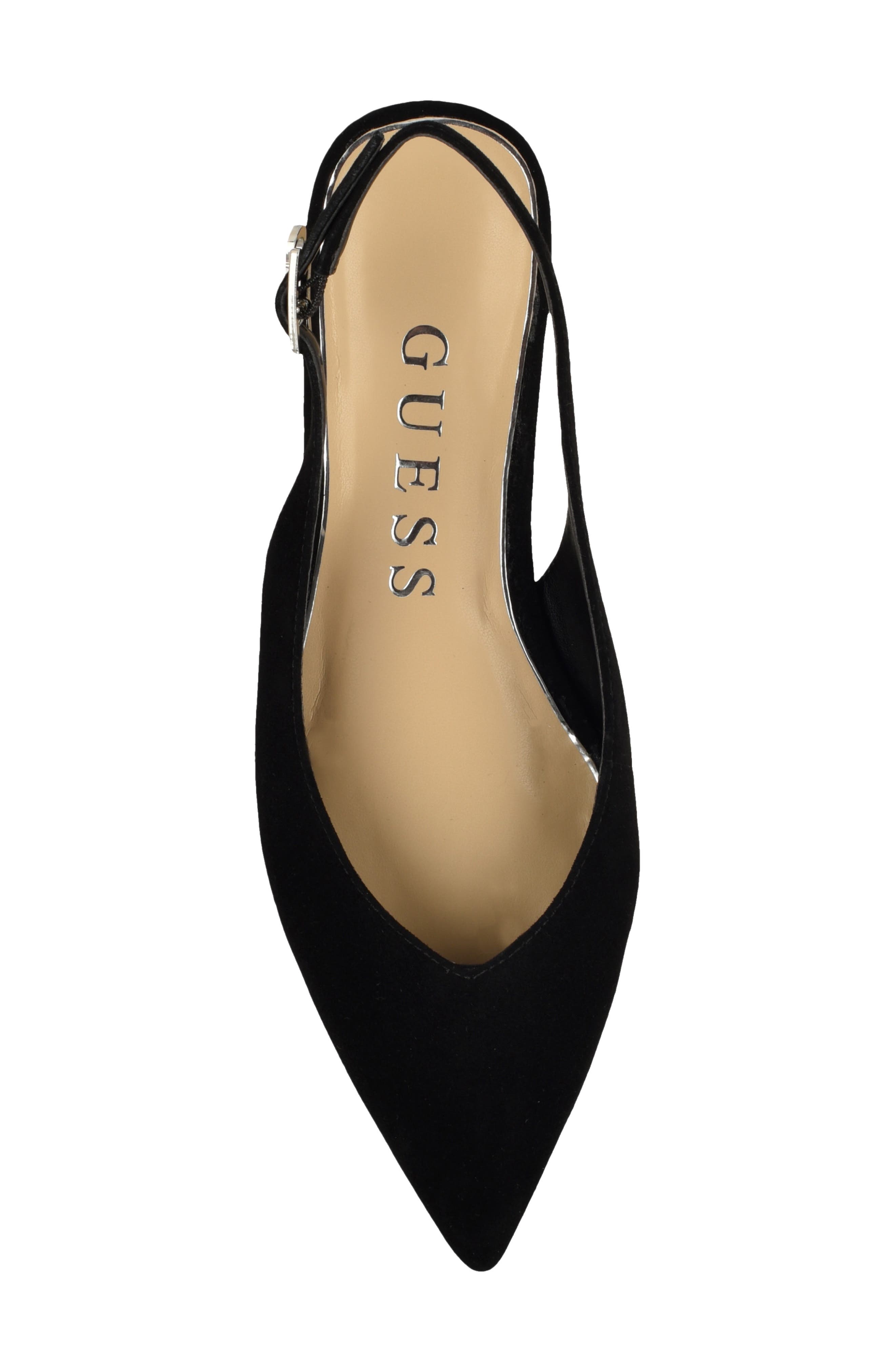 GUESS Dorazio Slingback Pointed Toe Flat, Alternate, color, Black