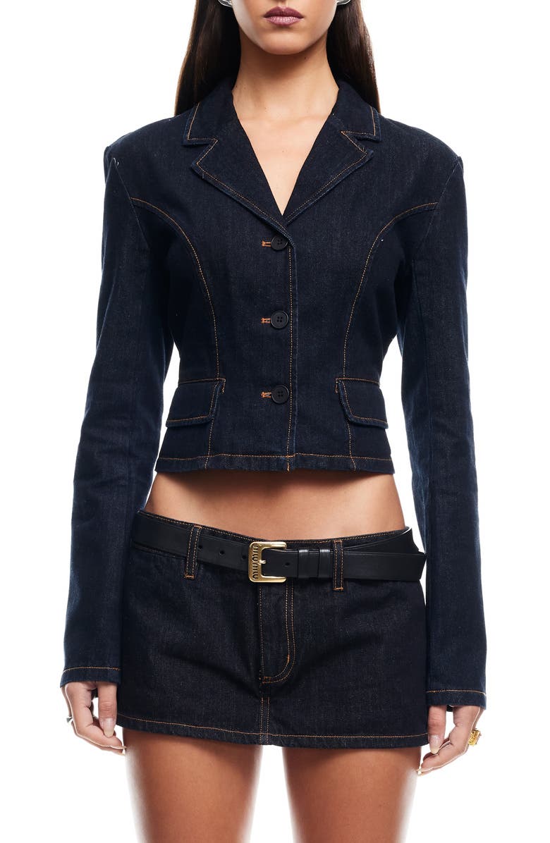 LIONESS Lune Denim Blazer, Main, color, Indigo