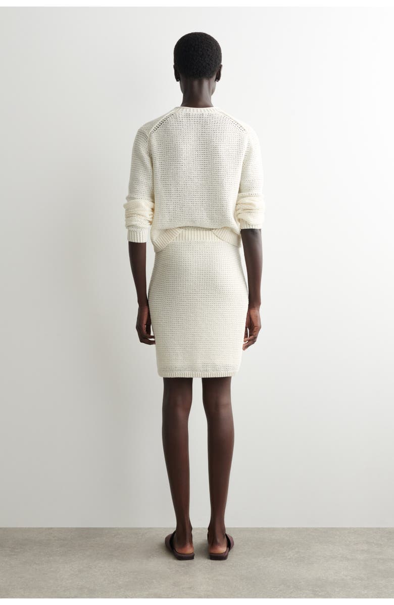 COS Textured Knitted Cotton Mini Skirt, Alternate, color, White