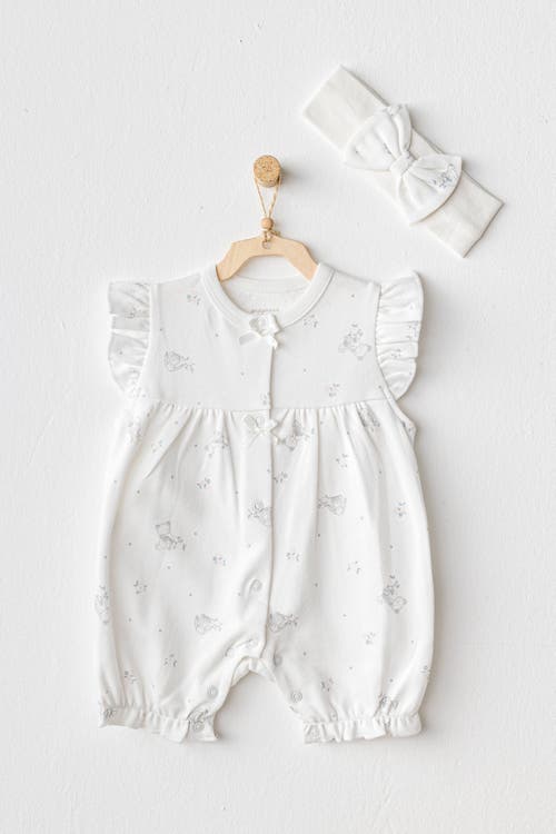 Andy Wawa Cuddly Romper Ruffle Band Set In Ecru