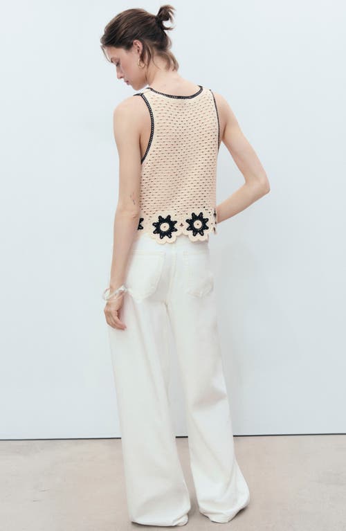 Mango Floral Scallop Crochet Tank In White