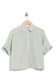 MAX STUDIO Textured Stripe Camp Shirt